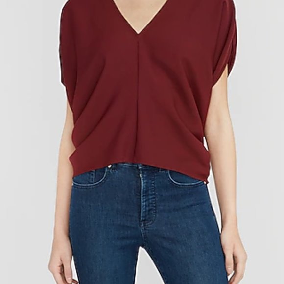 NWT Express Silky V-neck Dolman Wine - Picture 4 of 4